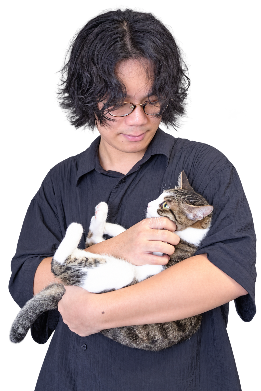 熊毅抱着猫的个人照片